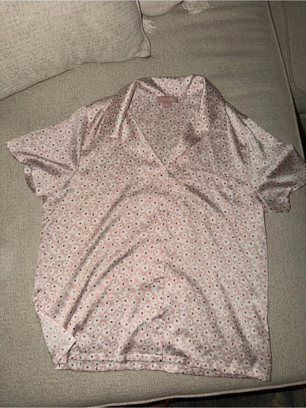 Soft Pink Floral Short Sleep Set - Women's Pajama Top & Shorts - Picture 3 of 5